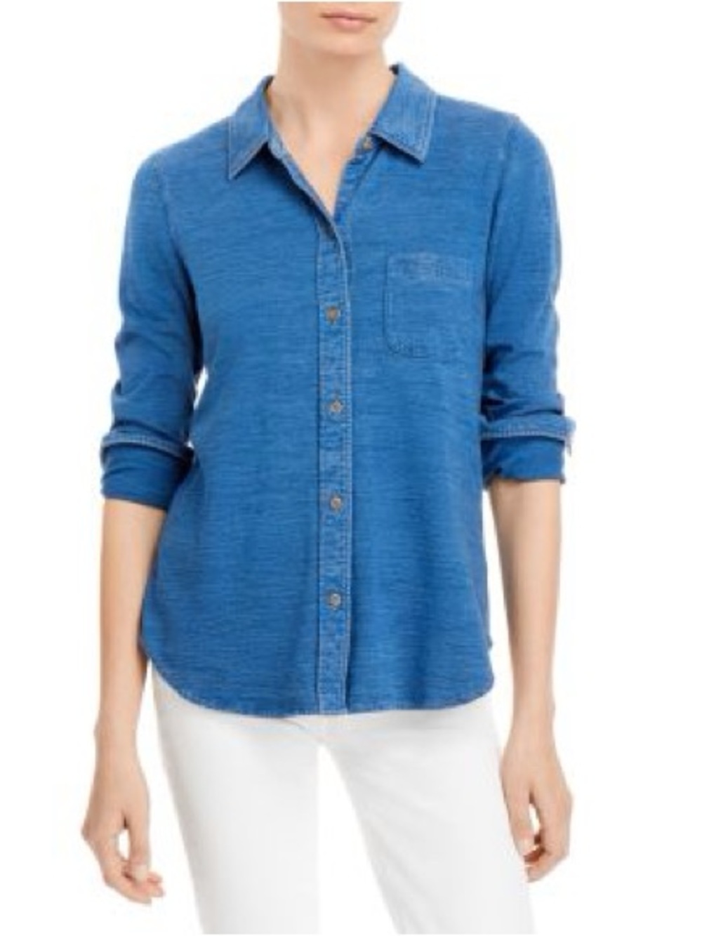 Faherty Blue Button-Front Long Sleeve Shirt